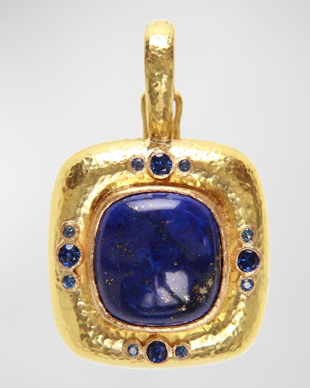 19K Lapis and Sapphire Pendant